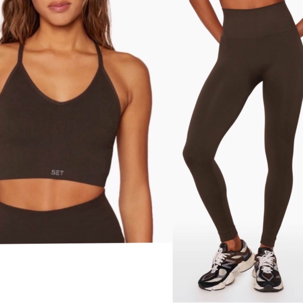 Brown SET Activewear Leggings and Sports Bra